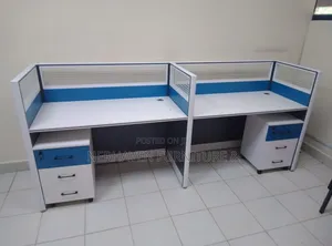 2-Way Office Workstation With Movable Drawers–Modern Shared Desk Setup