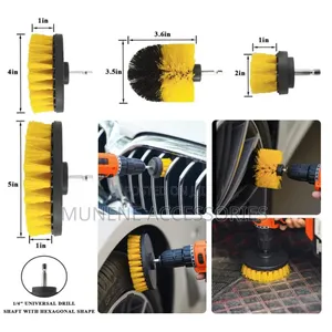 17pcs Car Wash Cleaning Kit Drill Clean Brush, Wire Brush, Carry Bag