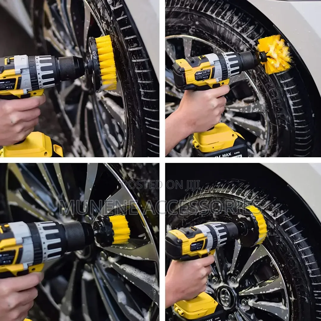 17pcs Car Wash Cleaning Kit Drill Clean Brush, Wire Brush, Carry Bag