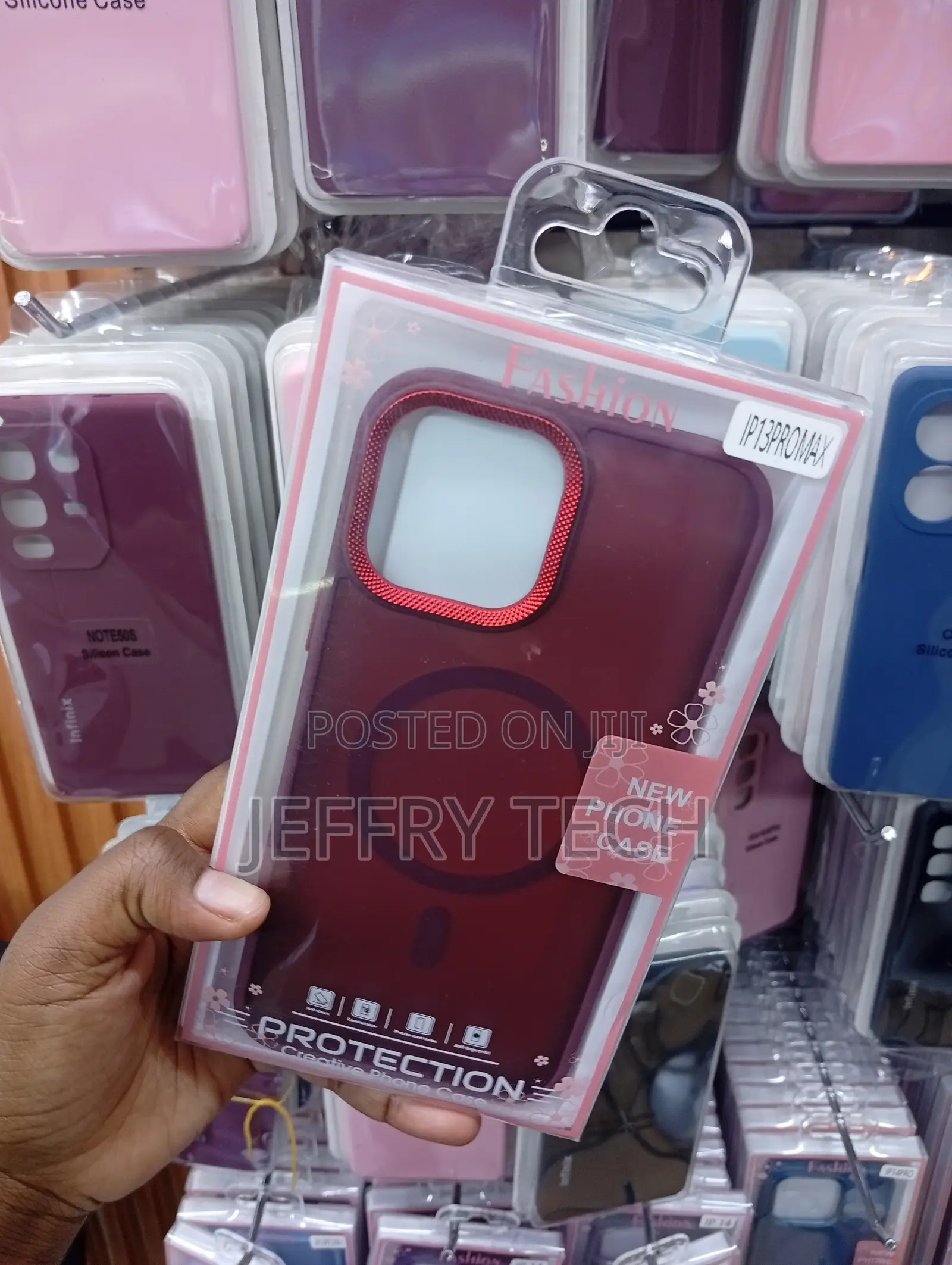iPhone 13 Pro Max Red Camera Border Against a Dark Red Body Case