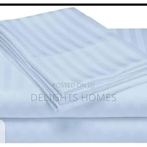 2 White Stripped Bedsheets With 2 Pillow Cases_sc - thumbnail 2