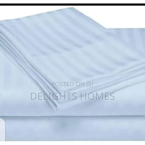 2 White Stripped Bedsheets With 2 Pillow Cases_sc