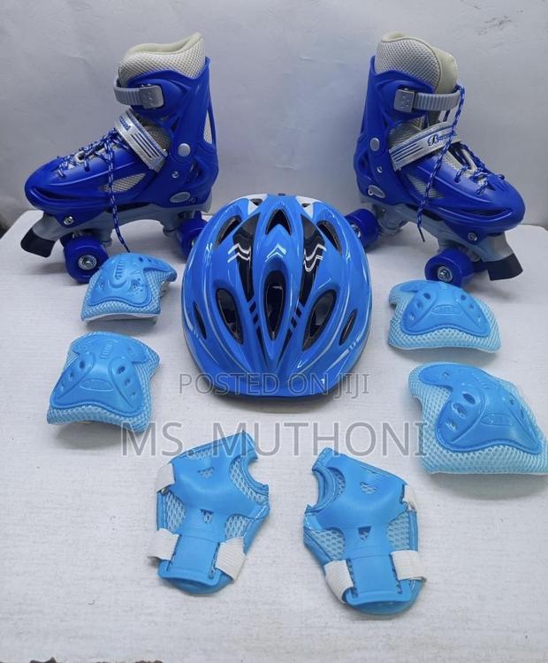 Full Set Blue / White Quad Skating Shoes