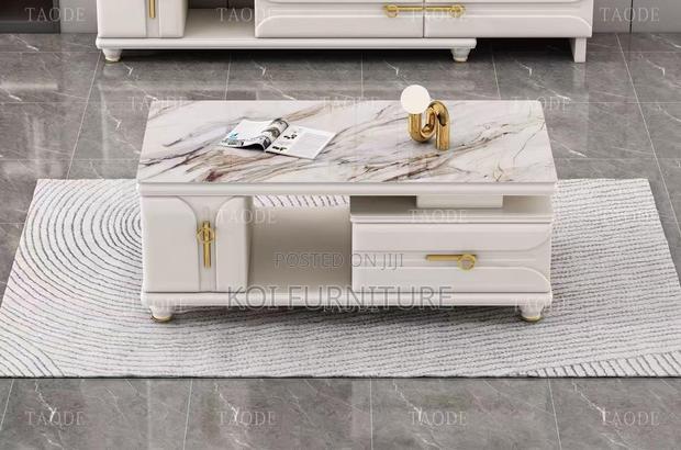 Coffee Table; Marble Home Living Room Coffee Table With Storage