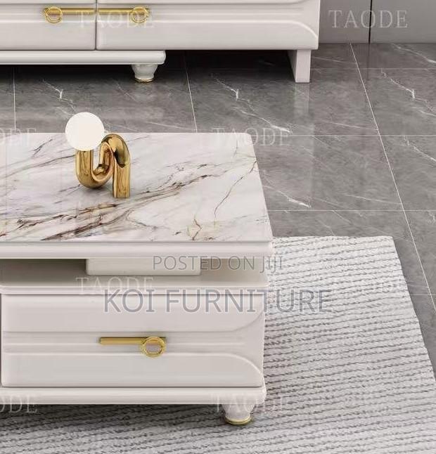 Coffee Table; Marble Home Living Room Coffee Table With Storage - thumbnail 7
