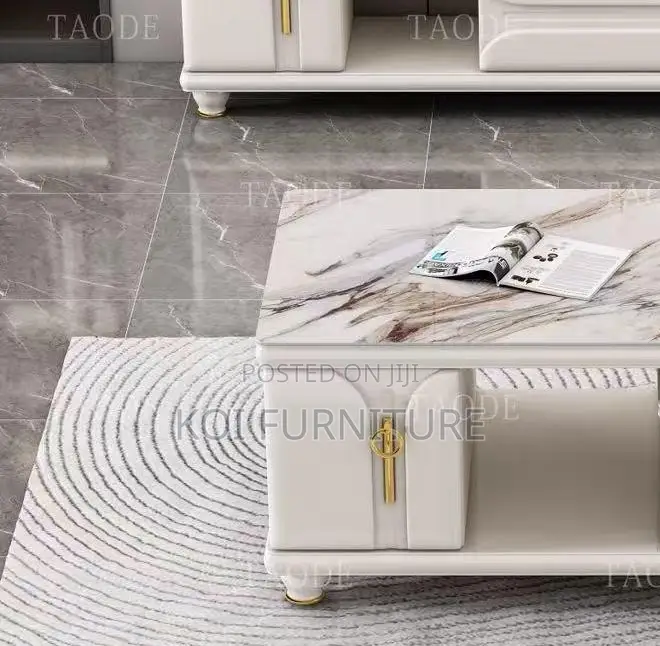 Coffee Table; Marble Home Living Room Coffee Table With Storage