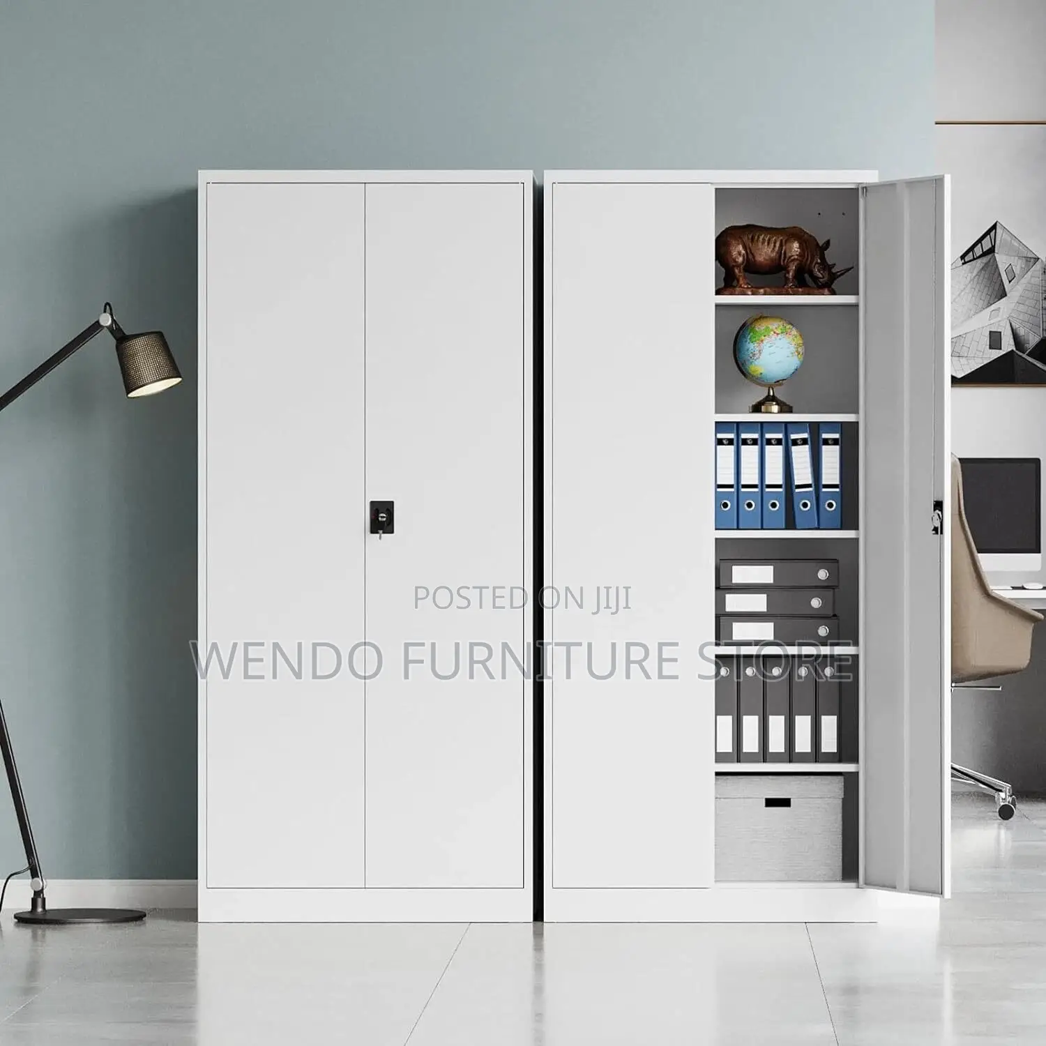 Office Cabinet Two Doors Grey Color Filing Cabinet