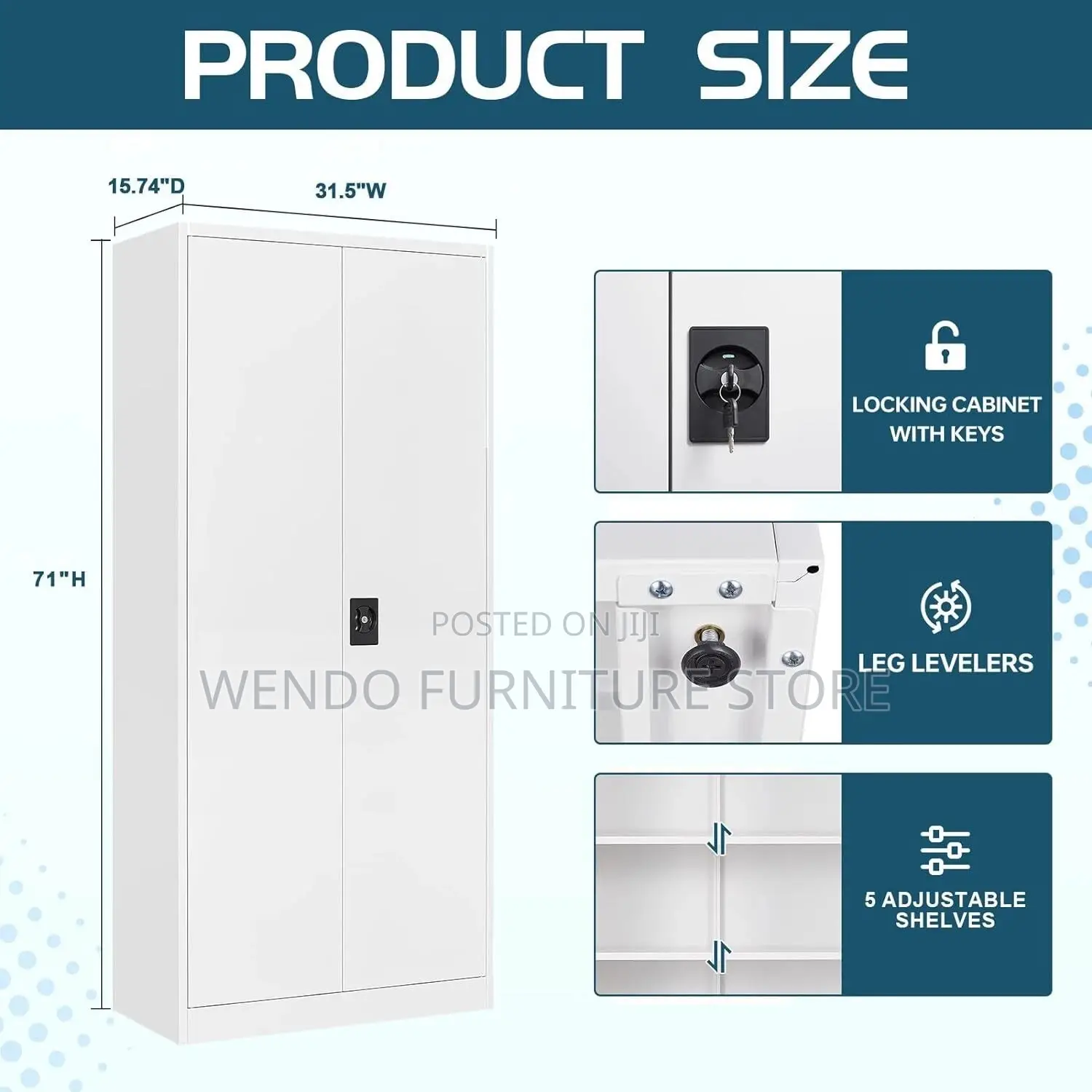 Office Cabinet Two Doors Grey Color Filing Cabinet
