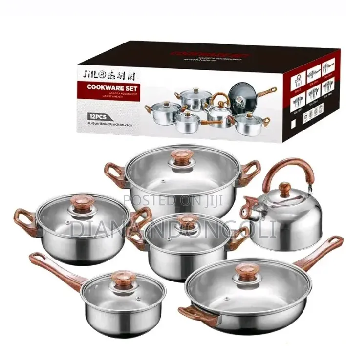 Twelve Pieces Stainless Cookware