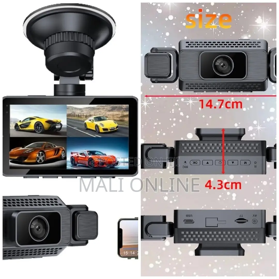 Car Dash Cam Full Hd 4ch Front Left Right Rear Recording 1080p Wide