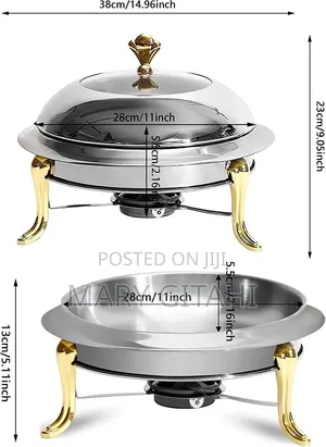 Stainless Steel 28cm Golden Furnace Chaffing Dish
