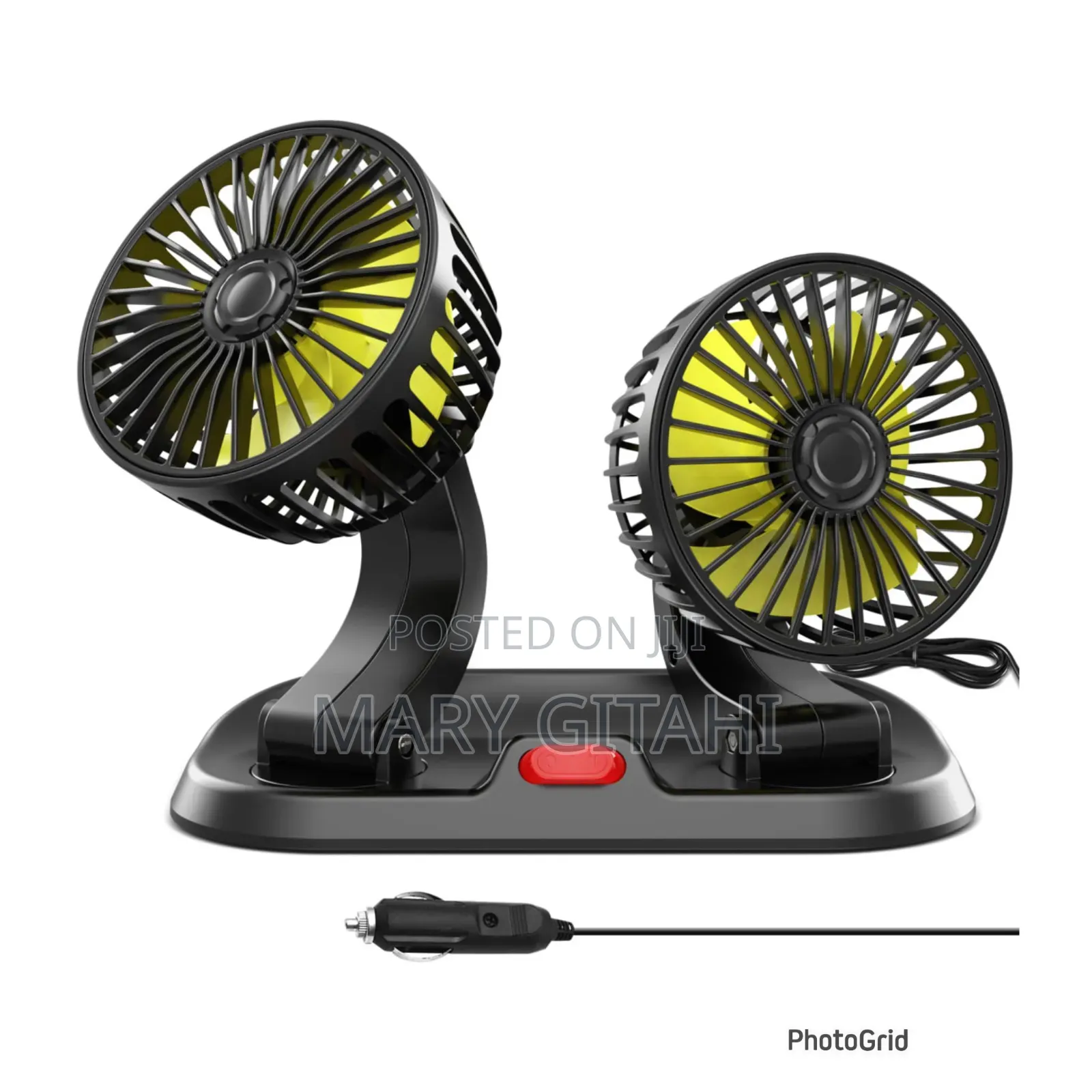 2 Speed Double Headed Vehicle Fan (Car Cigar Lighter Dc Powered)