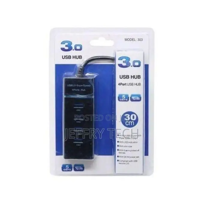 4-Port Usb 3.0 Hub – High-Speed Data Transfer With Slim Design 4-Port