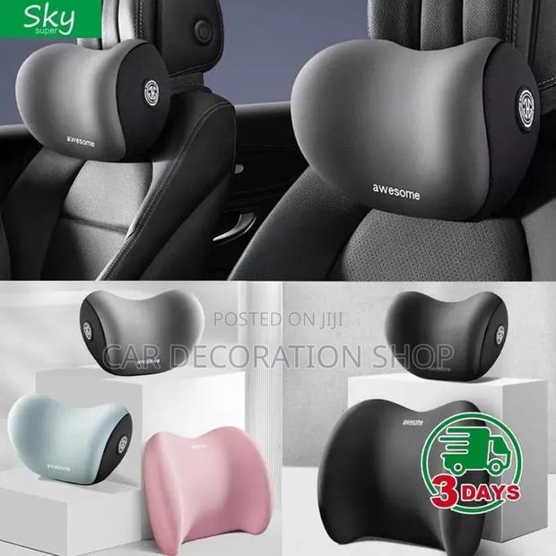 2pc Car Headrest Neck Relief Pillows With Adjustable Straps - main view