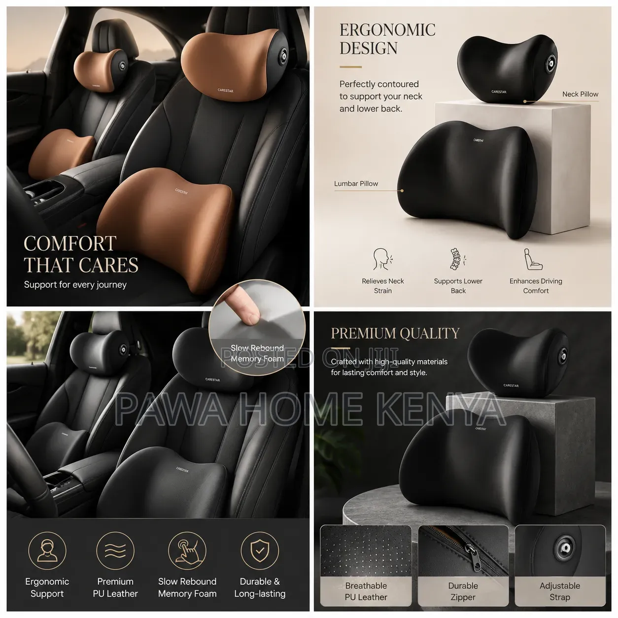 2 In1 Nira Back and Neck Support Car Cushion