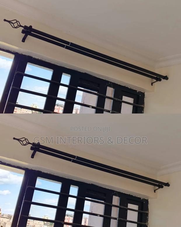 Black Curtain Rods With Spiral Finials 2m Double