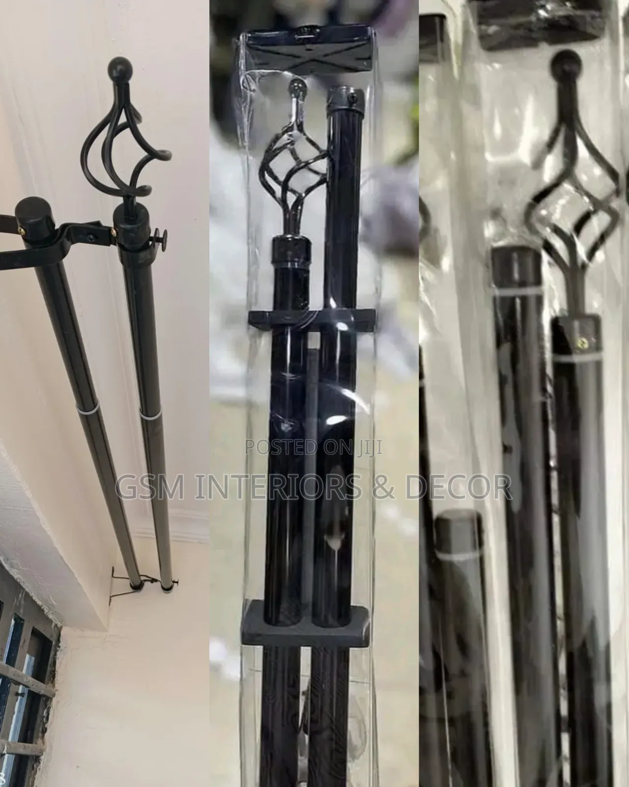 Black Curtains Rod Pre and Post Extendable