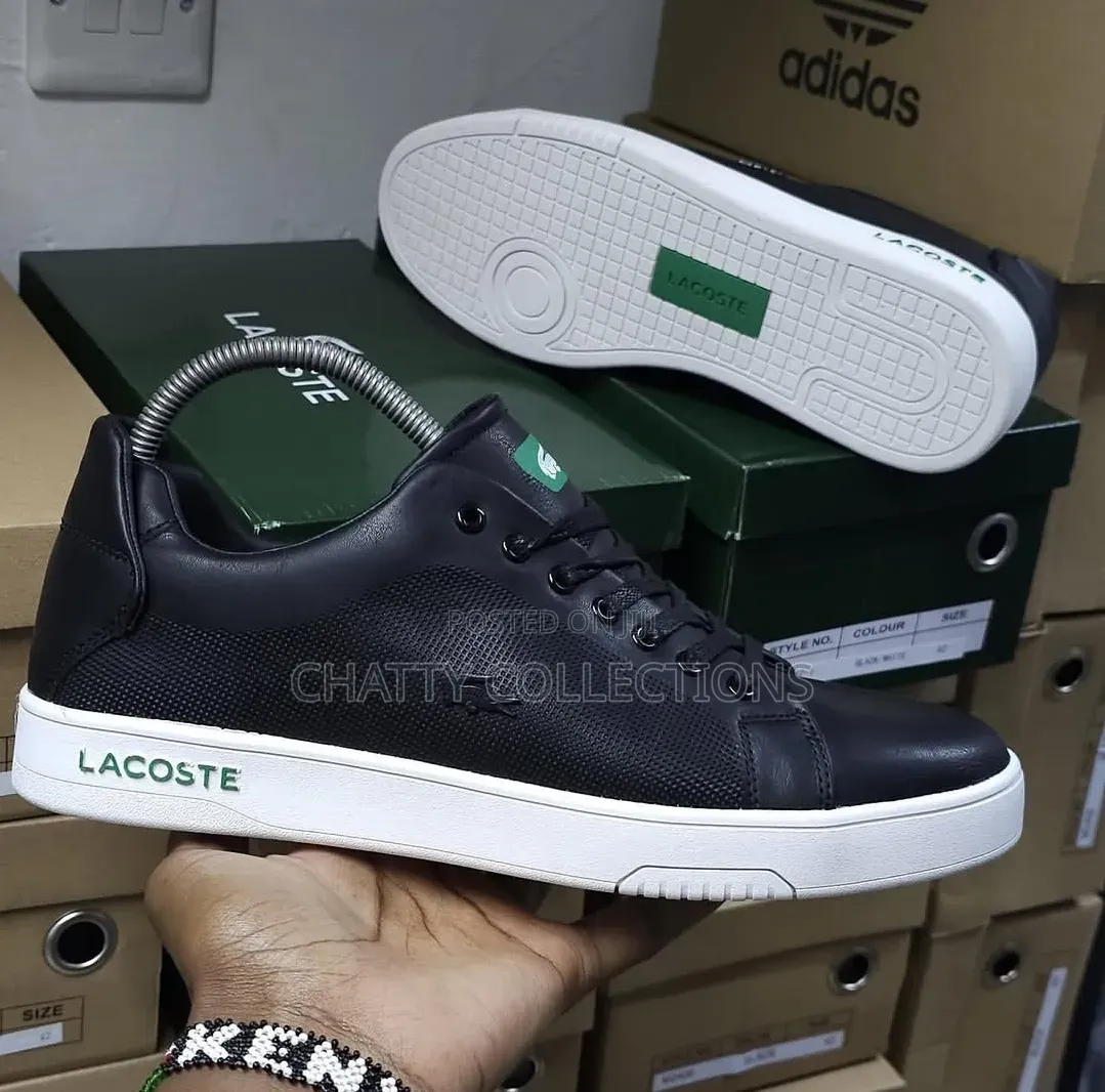Black Lacoste Leather Casual Men Shoes Size 40 to 45