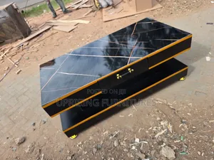 Coffee Table Black Marble Top Black