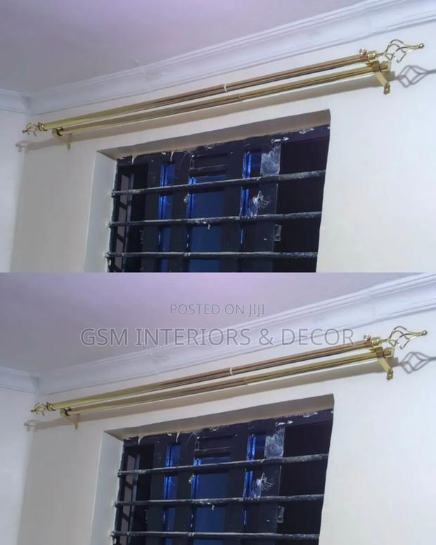 Adjustable Gold Curtain Rods for Kitchen Space
