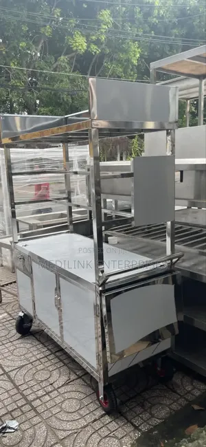 Akhlan Stainless Steel Commercial Food Cart Trolley