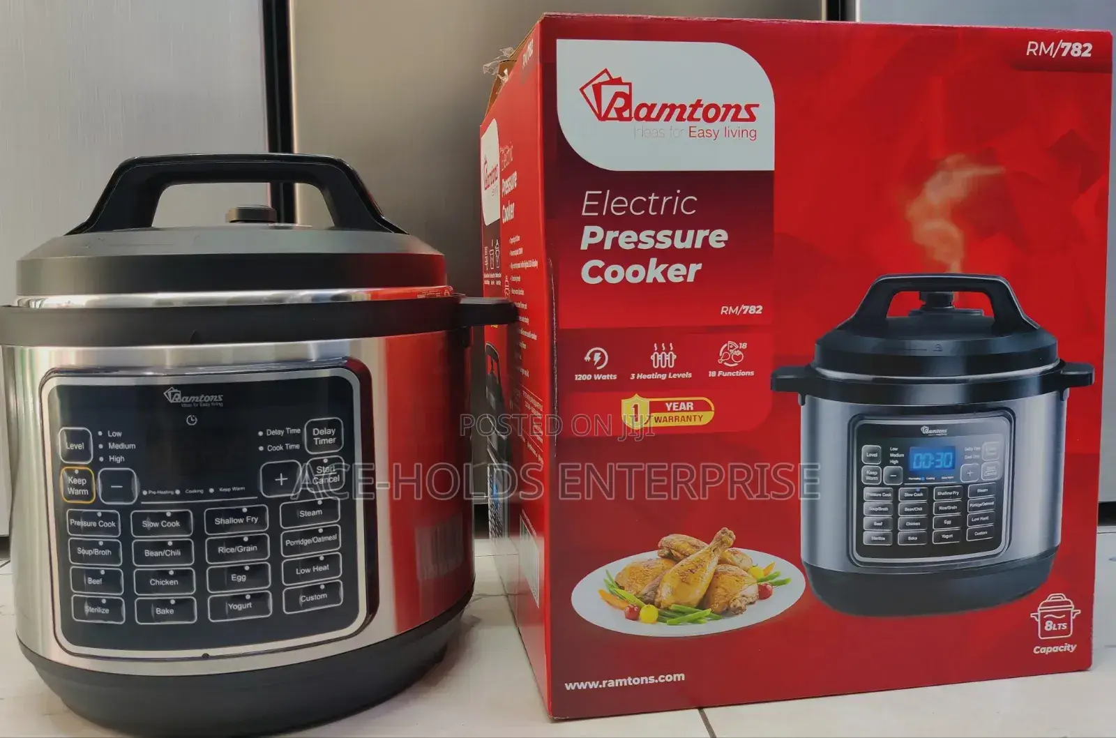 Ramtons Electric Pressure Cooker 8 Litres - 18 Cooking Functions