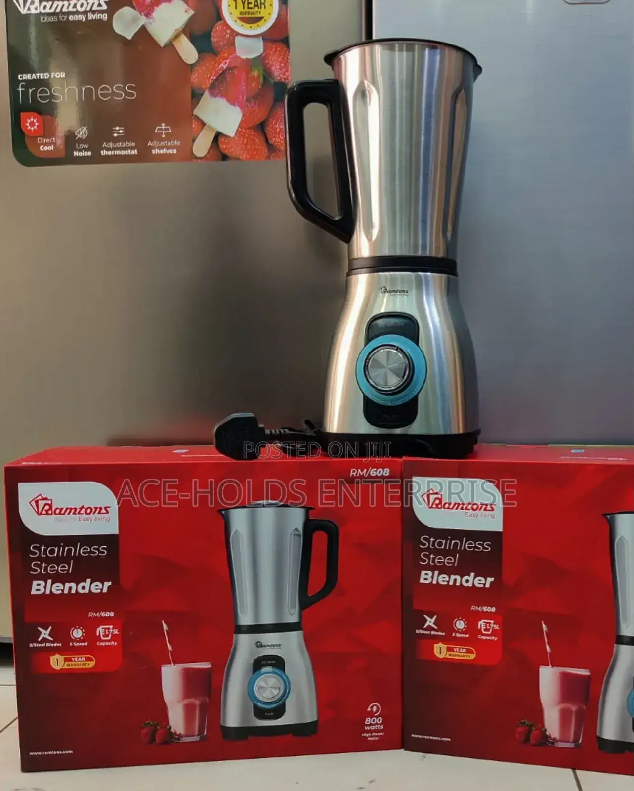 Ramtons 3 In1 Blender Stainless Steel Jar - Rm/608 - 1.7 Litres