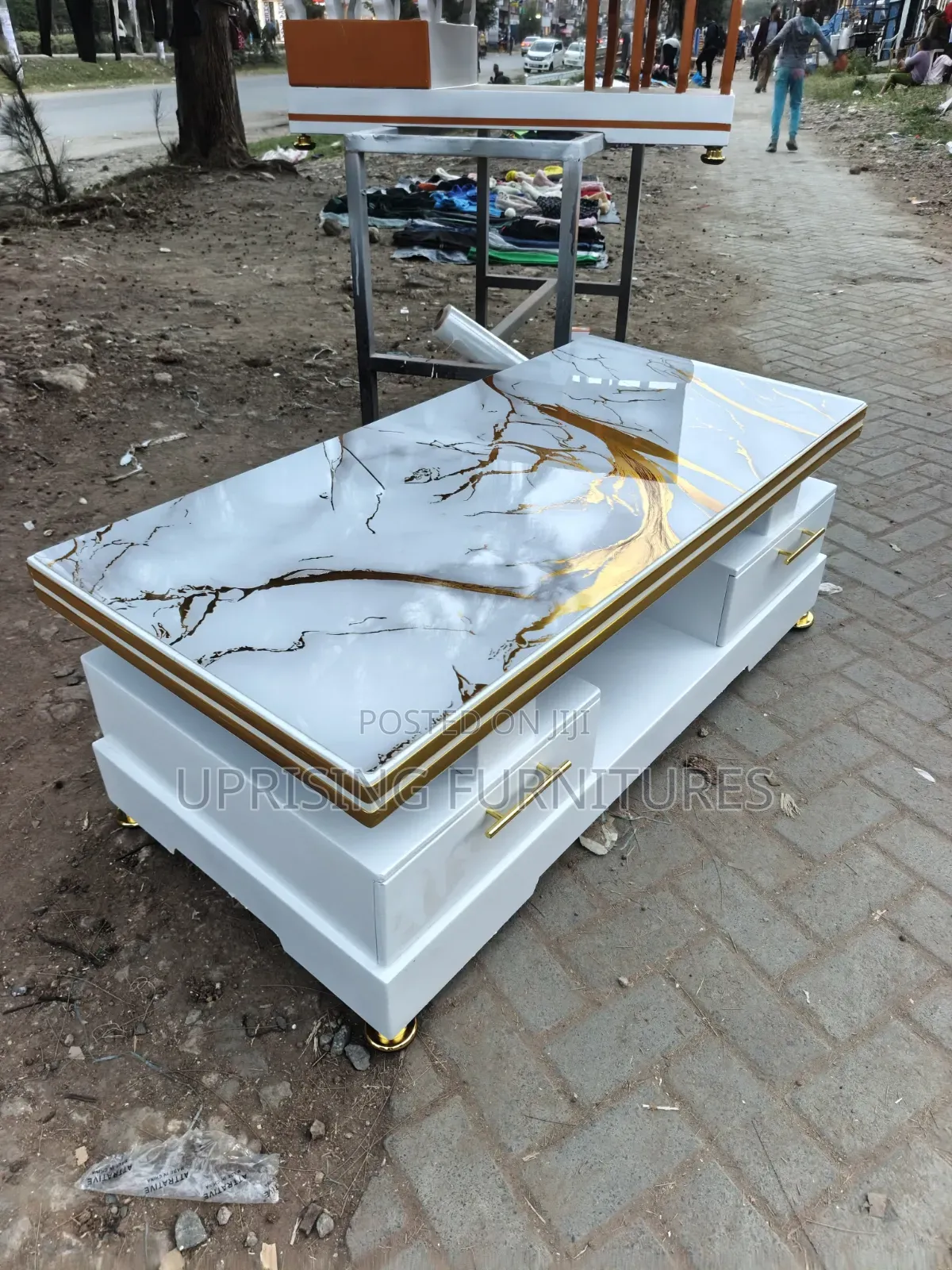 Table White With Golden Belt 2by 4 Feet