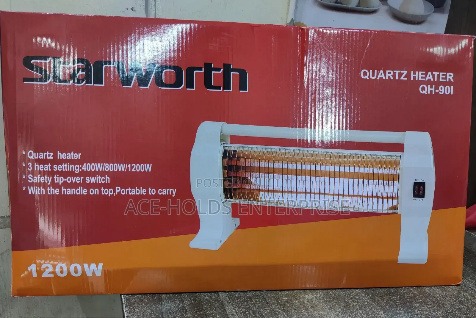 Starworth Quartz Heater 1200watts Max - Model: Qh90i