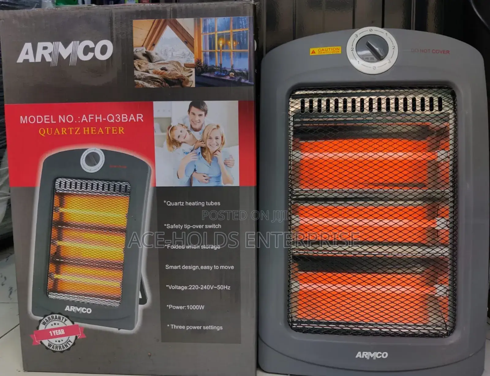 Armco 3bar Quartz Heater - 1000watts 3 Power Settings