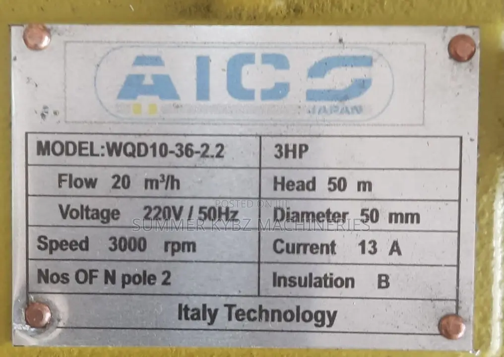 Aico Japan Wqd10-36-2.2 Sewage Submersible Pump.
