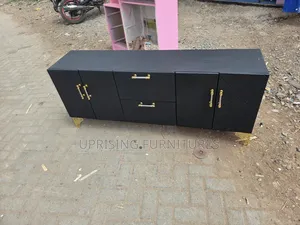 Tv Stand Black 5 Ft With Doors Handles