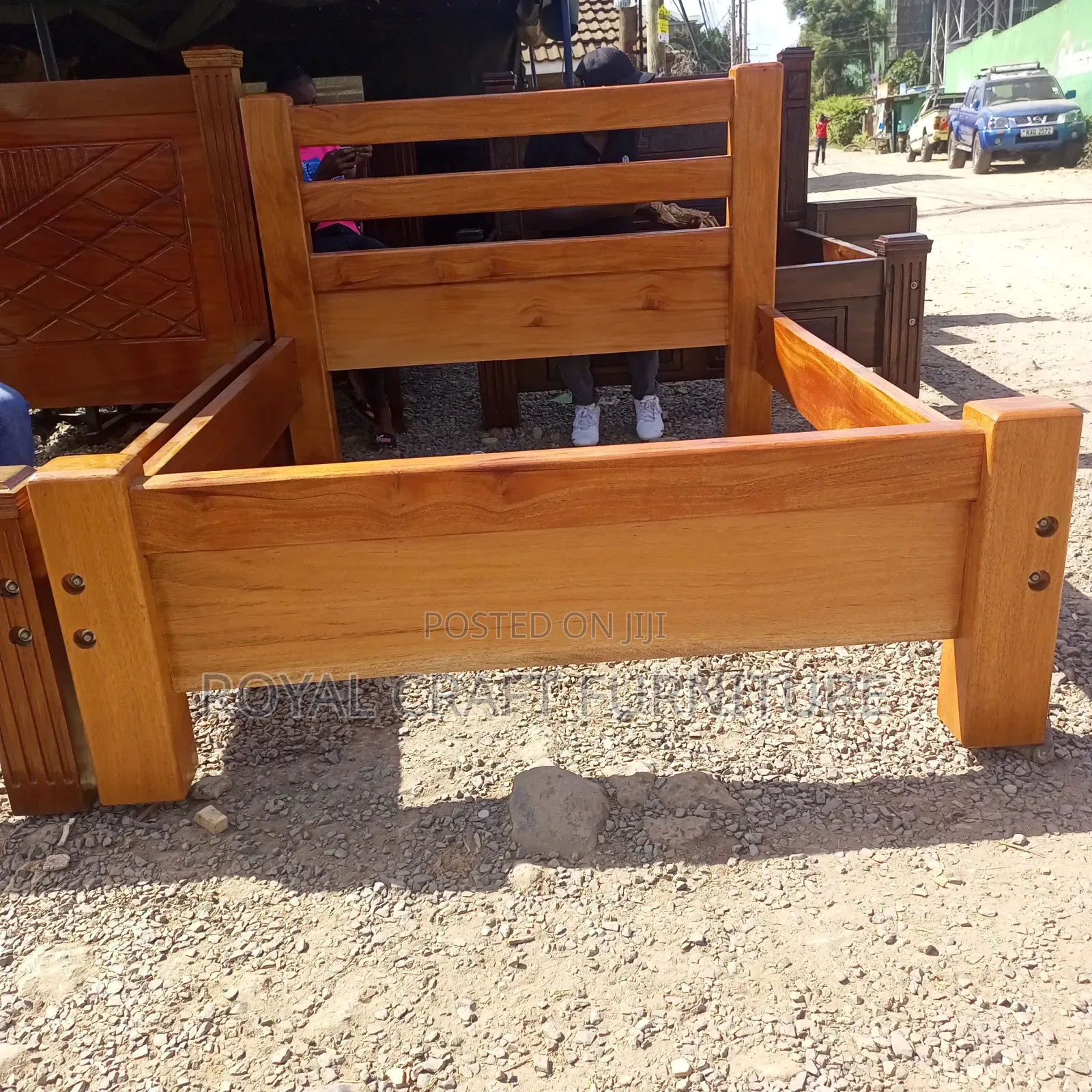 Solid Mahogany Bed - Classic Slatted Design