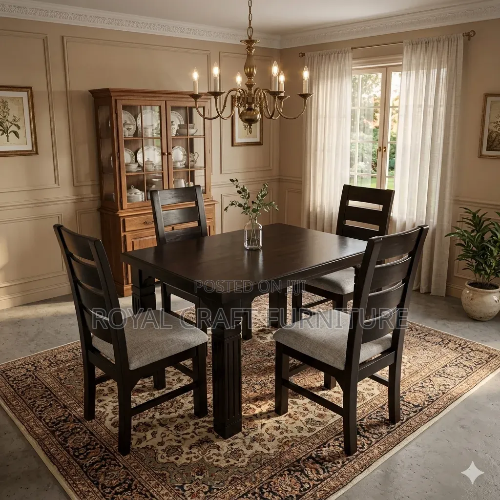 Modern 4-Seater Dining Set - Premium Board Top Table
