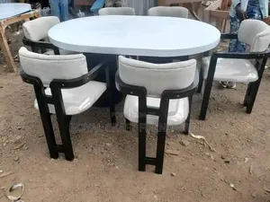 Modern 6-Seater Oval Dining Set - Luxury White Top Table