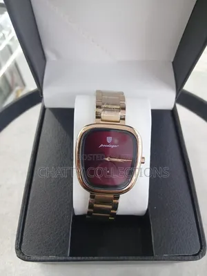 Gold and Burgundy Poedagar Luxury Ladies Watches