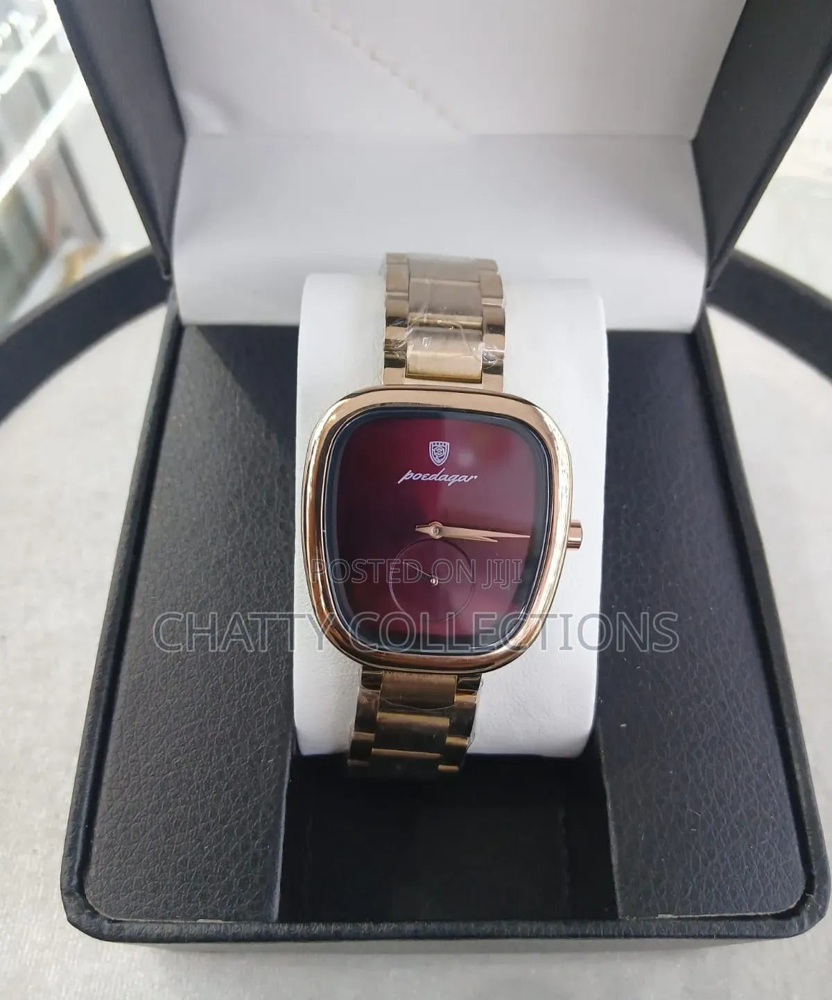 Gold and Burgundy Poedagar Luxury Ladies Watches