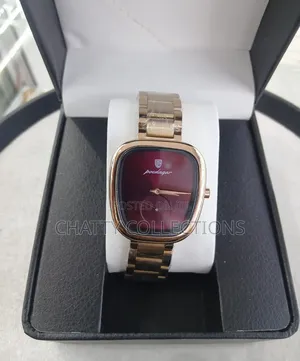 Gold and Burgundy Poedagar Luxury Ladies Watches