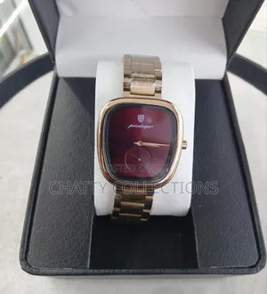 Gold and Burgundy Poedagar Luxury Ladies Watches