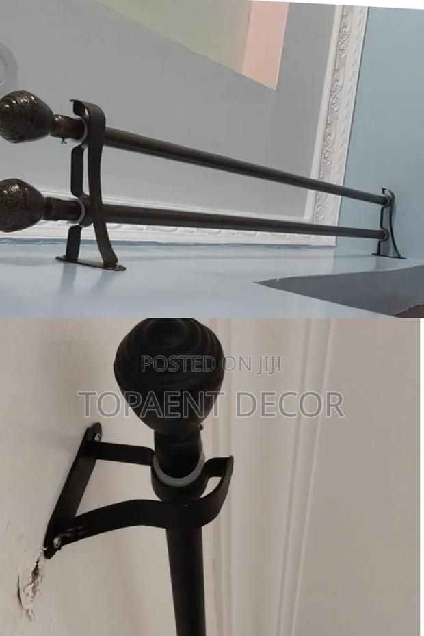 Double and Single Window Installed Powder Coated Curtain Rods