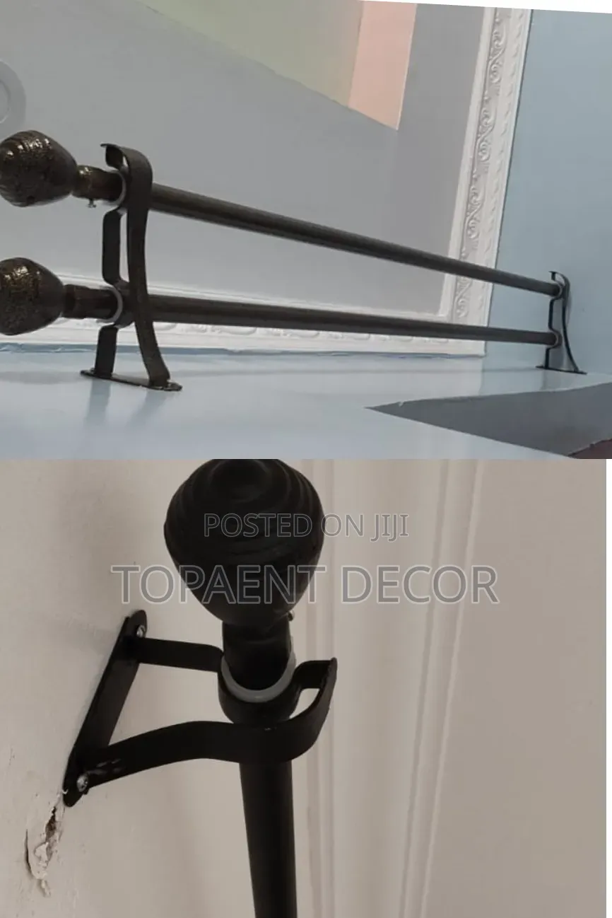 Double and Single Window Installed Powder Coated Curtain Rods