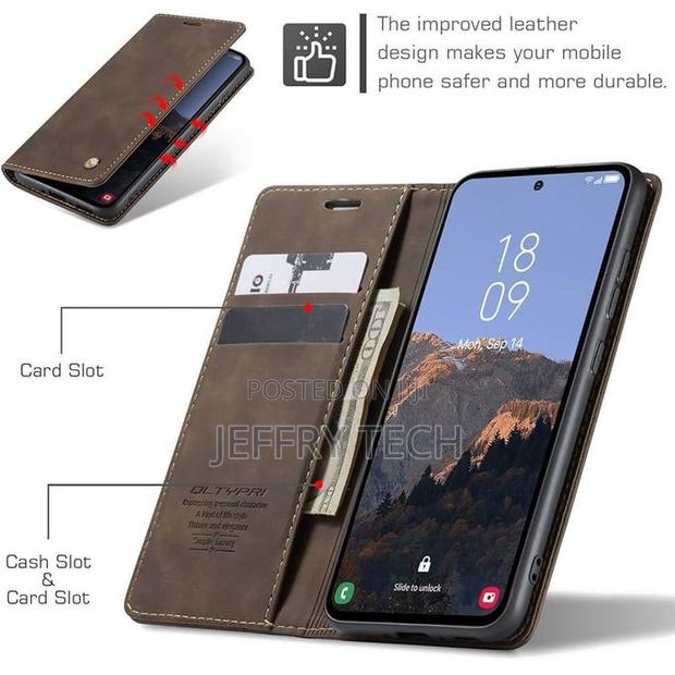 Leather Wallet Case Compatible With Tecno Camon 50 Pro 5g, Magnetic - thumbnail 3