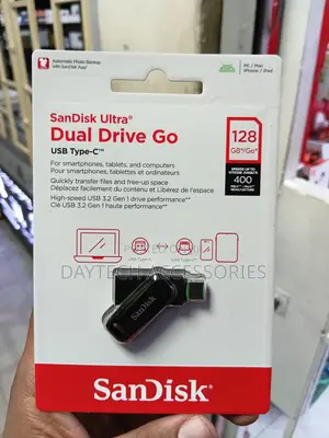 The Sandisk Ultra Dual Drive Go Usb Flash Drive With 128gb Capacity.