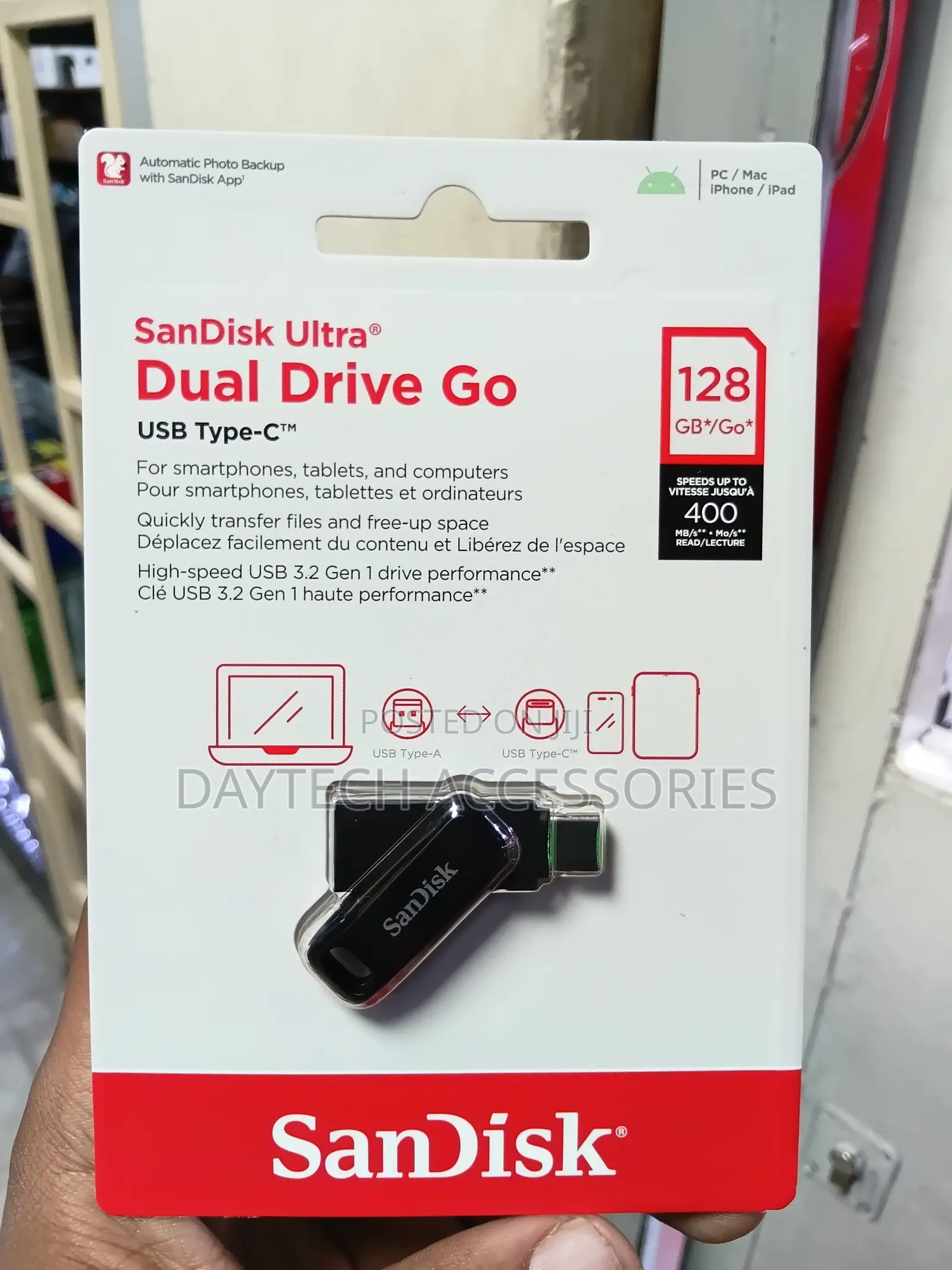 Sandisk Ultra Dual Drive Go Usb Type-C 128gb - Black