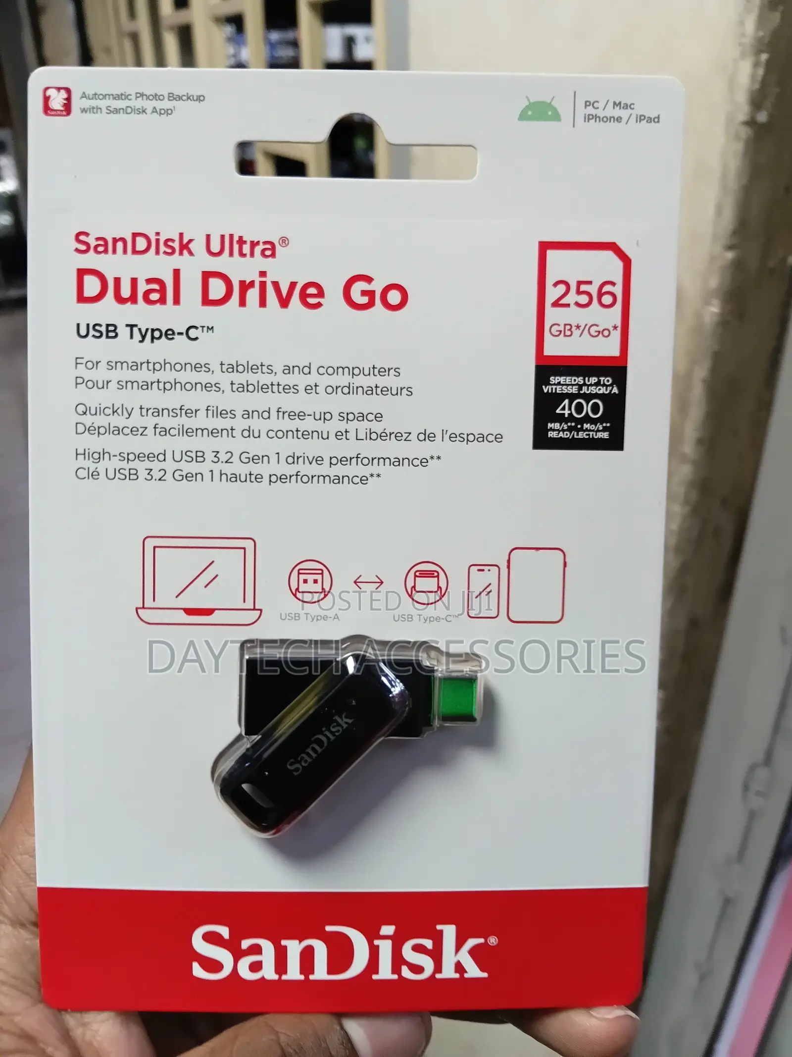 Sandisk Ultra Dual Drive Go Usb Type-C - 256gb (Black)