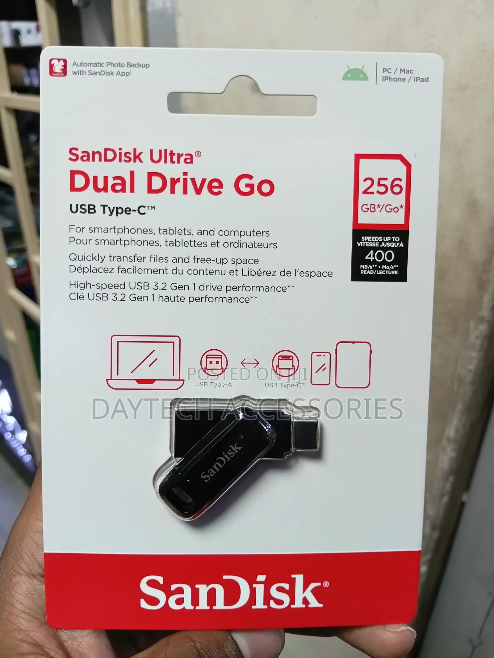 Sandisk Ultra Dual Drive Go Usb Type-C - 256gb (Black)