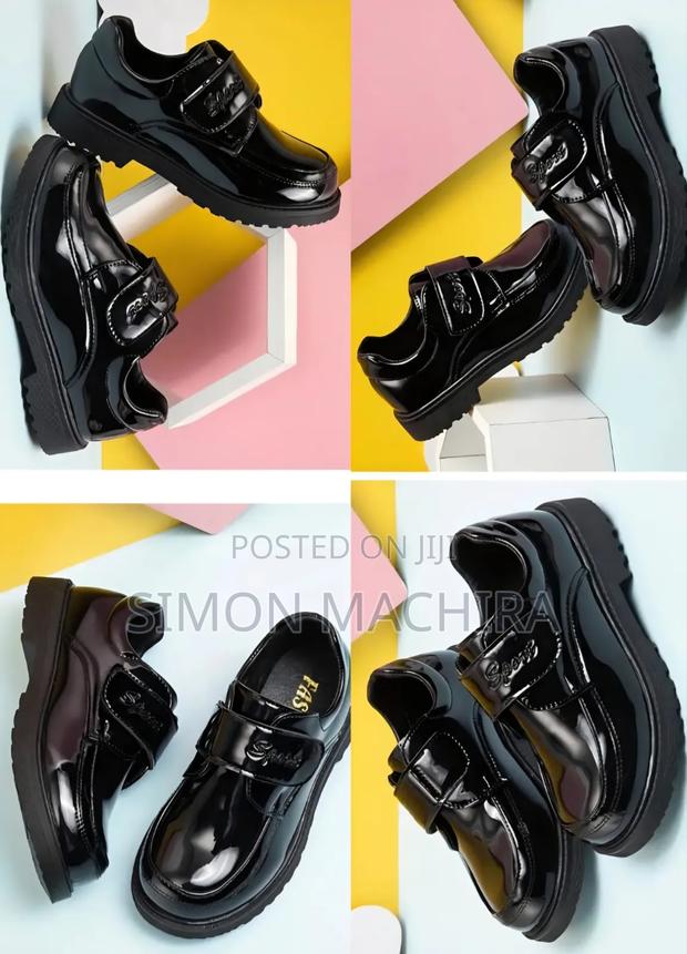 Black Oxford Leather School Shoes