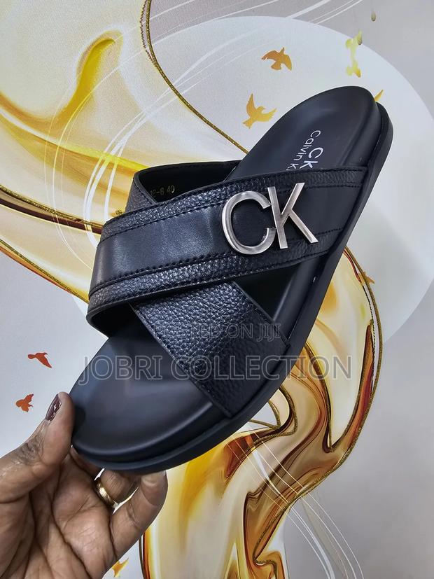 Black Calvin Klein Leather Sandals - thumbnail 2