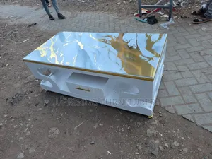 Coffee Table White Gold With Marble Top Gold