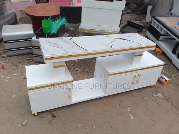 Tv Stand White With Gold Marble Top 5ft